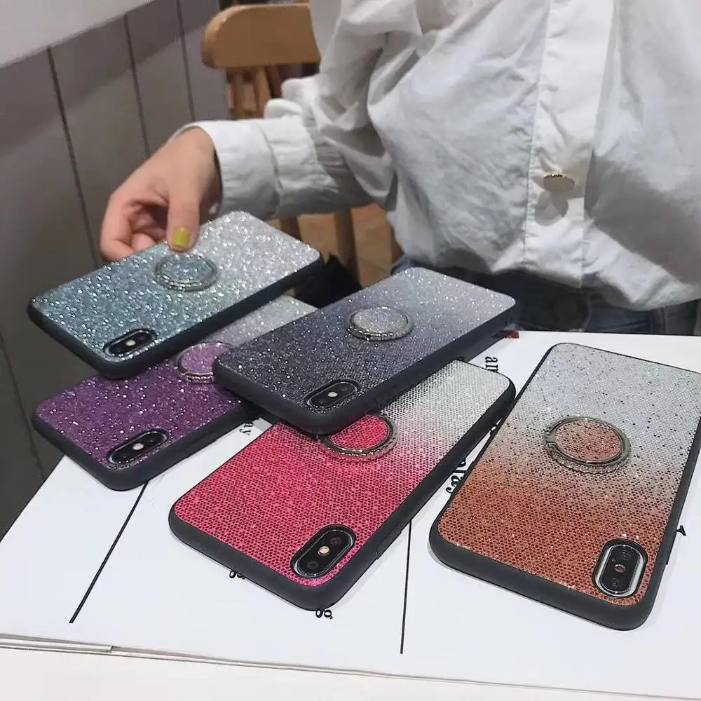 

Bling Glitter Sequins finger ring Phone Case For Vivo Y85 Y83 Y93 Y97 Y95 vivo V11 V17 Pro V15PRO kickstand Cases cover