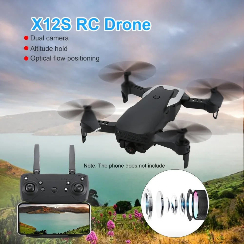 Дрон X12S с камерой 1080P HD 4 оси оптического потока WiFi FPV Дрон RC самолет удержание высоты RC вертолет+ 3,7 V 1000mAh