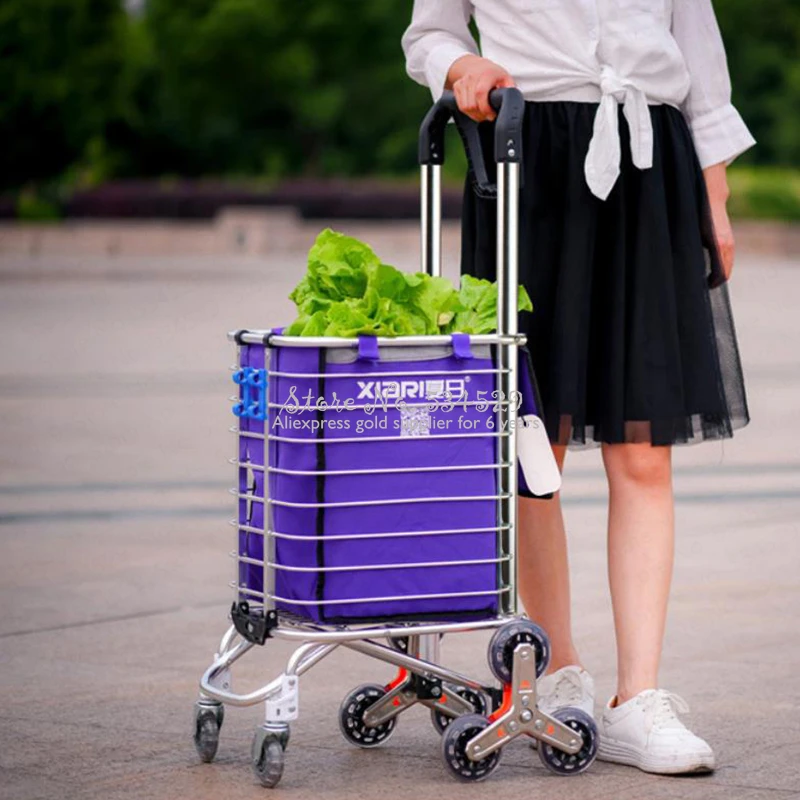30%B Shopping cart climb stairs hand cart home trailer folding trolley car pull goods shopping cart portable small cart