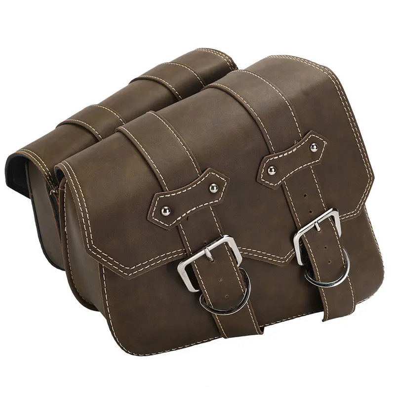 

DERI 2pcs Motorcycle Vintage Retro PU Leather Side Saddle Bags Luggage Bag Fits For Harley Sportster XL883/1200 New sac moto