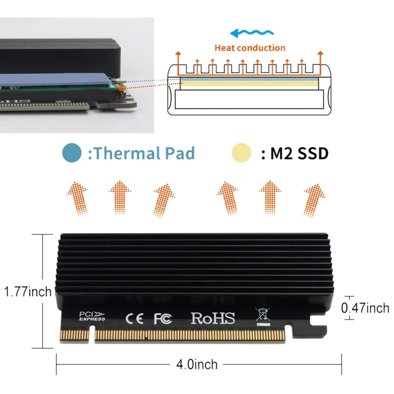 M.2 Nvme Ssd Ngff к Pcie 3,0X16 адаптер M ключ интерфейс карта полная скорость черный