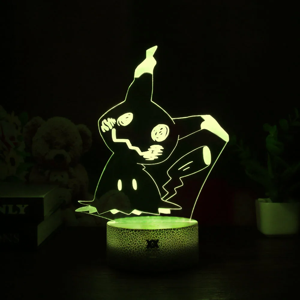 Новые свитера Pokemon Mimikyu/Хо-Oh/purrloin/Magikarp «Pokemon Go»; роликой/Rayquaza/prinplup/politoed/lugia мультфильм 3D светильник светодиодный Прохладный 7 видов цветов ночной Светильник - Цвет: Mimikyu
