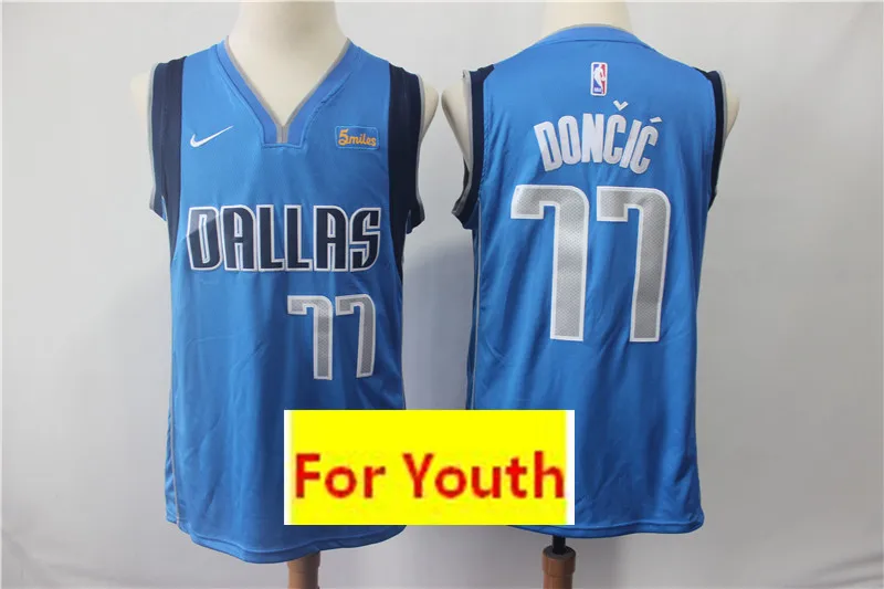 Даллас Молодежный бейсбол#41 Dirk Nowitzki#77 Luka Doncic#6 Кристапс Порзингис Детские майки - Цвет: 2