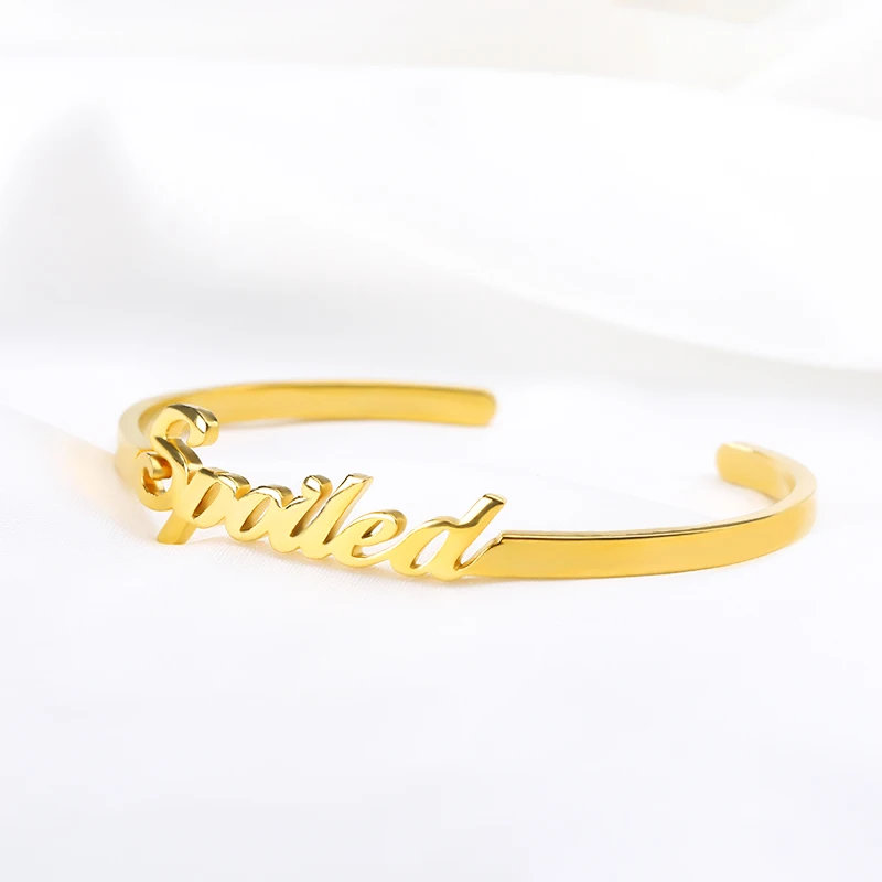 Name Bracelets Bangles For Women Girls Stainless Steel Gold Plated Bracelet Personalized Jewelry
