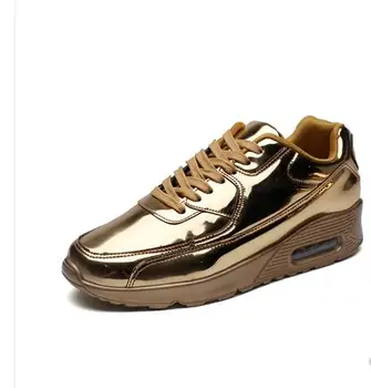 

2020 Men Shoes Sneakers Gold Sliver Breathable Man Casual Shoes Zapatillas Hombre Comfortable Bright Flat Shoe Chaussures