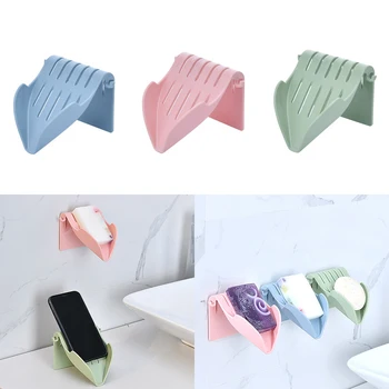

Drain Soap Box Suction Cup Soap Dish Bathroom Organizer Storage Box Plastic Tray Holder Wall Mounted Box Punch-Free New