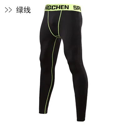 Green Black Спортивные Леггинсы для бега, тренировок, футбола, баскетбола, тренировочные штаны для фитнеса, быстросохнущие компрессионные брюки - Цвет: Green Black