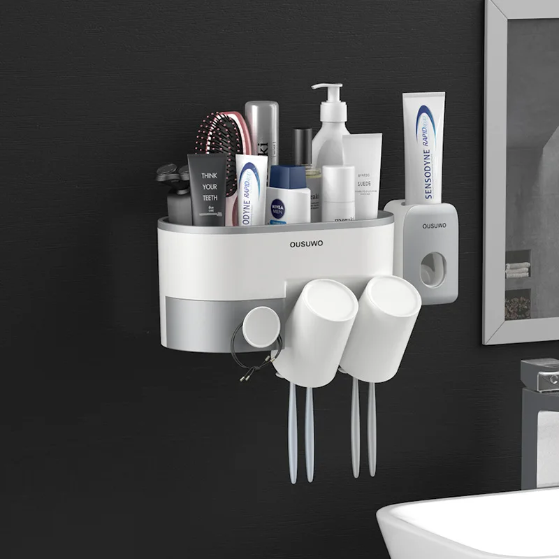 Набор аксессуаров для ванной комнаты, держатель для электрической зубной щетки, автоматическая зубная щетка, соковыжималка для зубной пасты, дозатор для зубной пасты, настенный - Цвет: 2 cups set