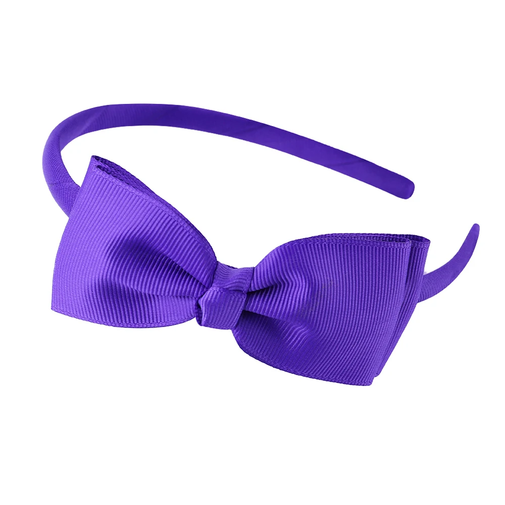 Meimile toddler new girls headbands hoop hair accessories with bow cute colorful headwear to kids with dress - Цвет: Purple headband