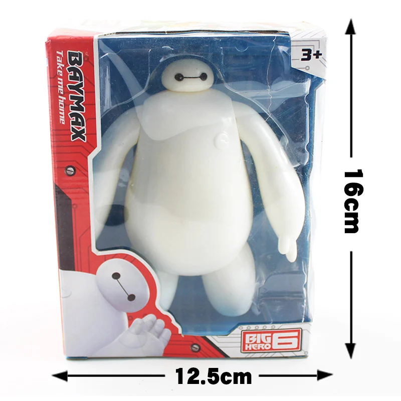 16 см Большой Герой 6 робот Baymax ПВХ Фигурки игрушки подвижные руки Коллекция Модель Куклы Подарки для детей - Цвет: B with box