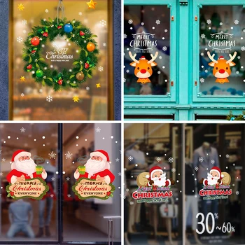 

Merry Christmas Window Stickers Santa Claus Elk Sticke Ornaments Christmas Decorations for Home Navidad 2020 Happy New Year 2021
