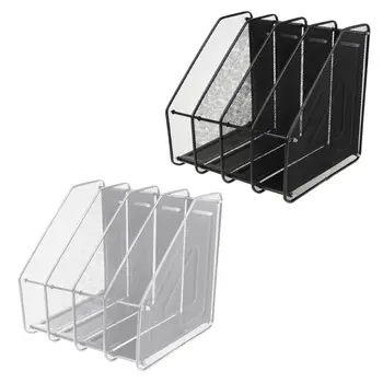 

4 Column Metal Mesh File Holder Document Rack Letter Magazine Newspaper Tray for Desk Organizer Home Office Supplies
