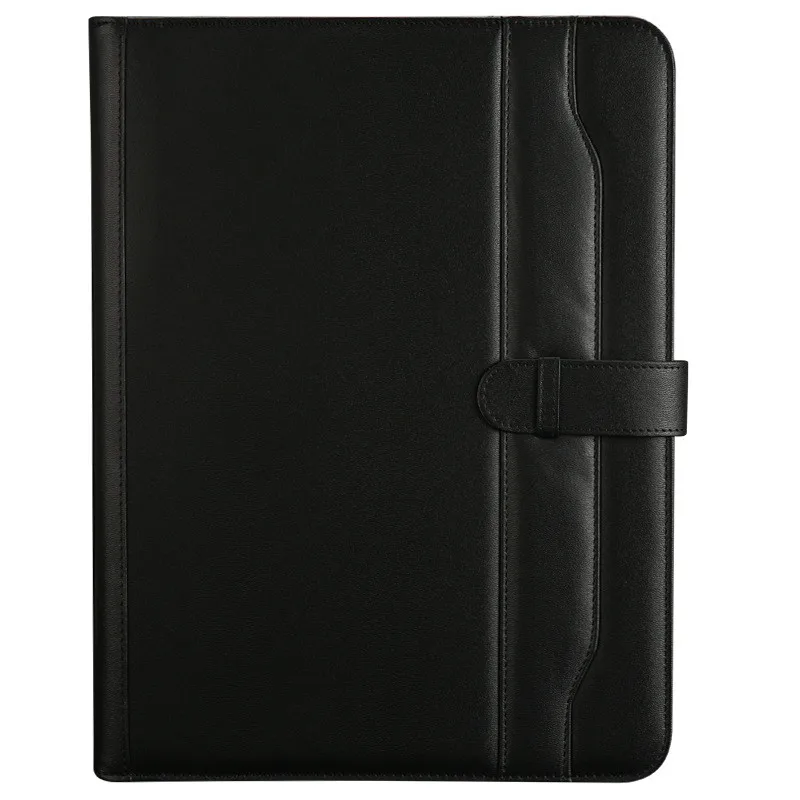 A4 가죽 Padfolio 다기능 포트폴리오 바인더 명함 홀더 바인더 문서 정리, 계산기 메모장 포함