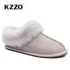 KZZO New Arrive Natural Sheepskin Woman Casual Wool Slippers Winter Warm Sheep Fur Lined Non-slip Home Shoes Indoor Slippers 1