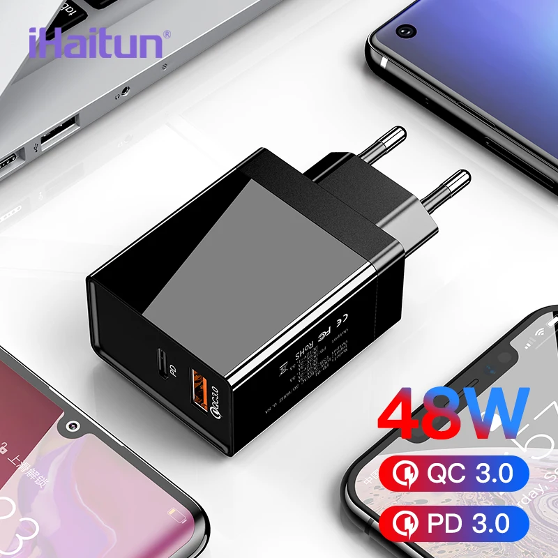 IHaitun Новый 48 Вт PD 3 0 Тип C для iPhone 11 Pro Max USB зарядное устройство Быстрая зарядка QC 4