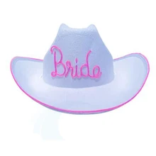 Amazing Light Up Bride Cowboy Hat in White Flashing El Wire Hat led party hat Wedding  Flashing Blinky Lights Womens Cowboy Hat