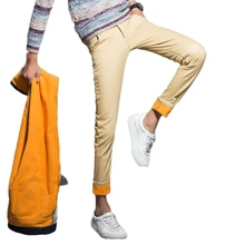 2019CHOLYL Зимние новые мужские теплые джинсы золотые бархатные повседневные эластичные плотные тонкие джинсовые брюки высокого качества брендовые мужские брюки