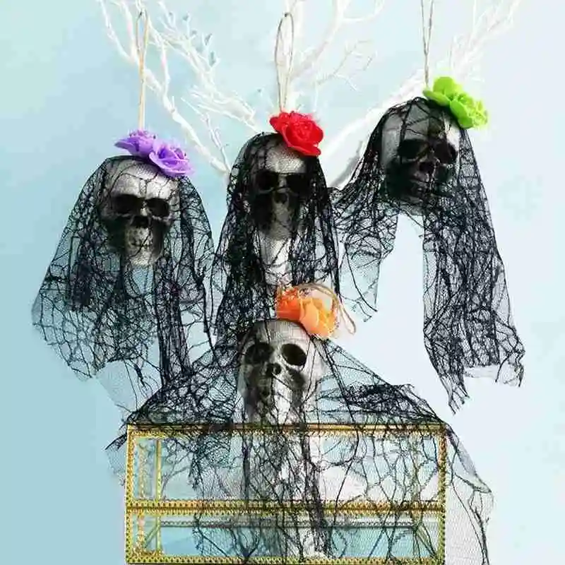 

Halloween Skull Hanging Ornaments Foam Skull Bride Clothes Bone Head Scene Layout Props Home Decorations Festival Party Supplies