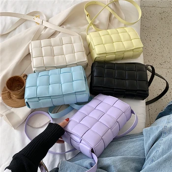 

PU Leather Shoulder Crossbody Bag Female Summer Handbags Small Weave Flap Bags For Women 2020 New Good Quality Fashion