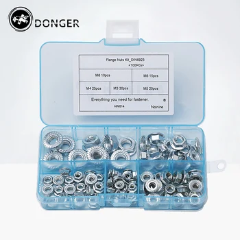 

100Pcs/set DIN6923 GB6177 M3 M4 M5 M6 M8 Nickel-plated Toothed Lock Skid Hexagon Flange Nuts Sip Locking Nut HW014