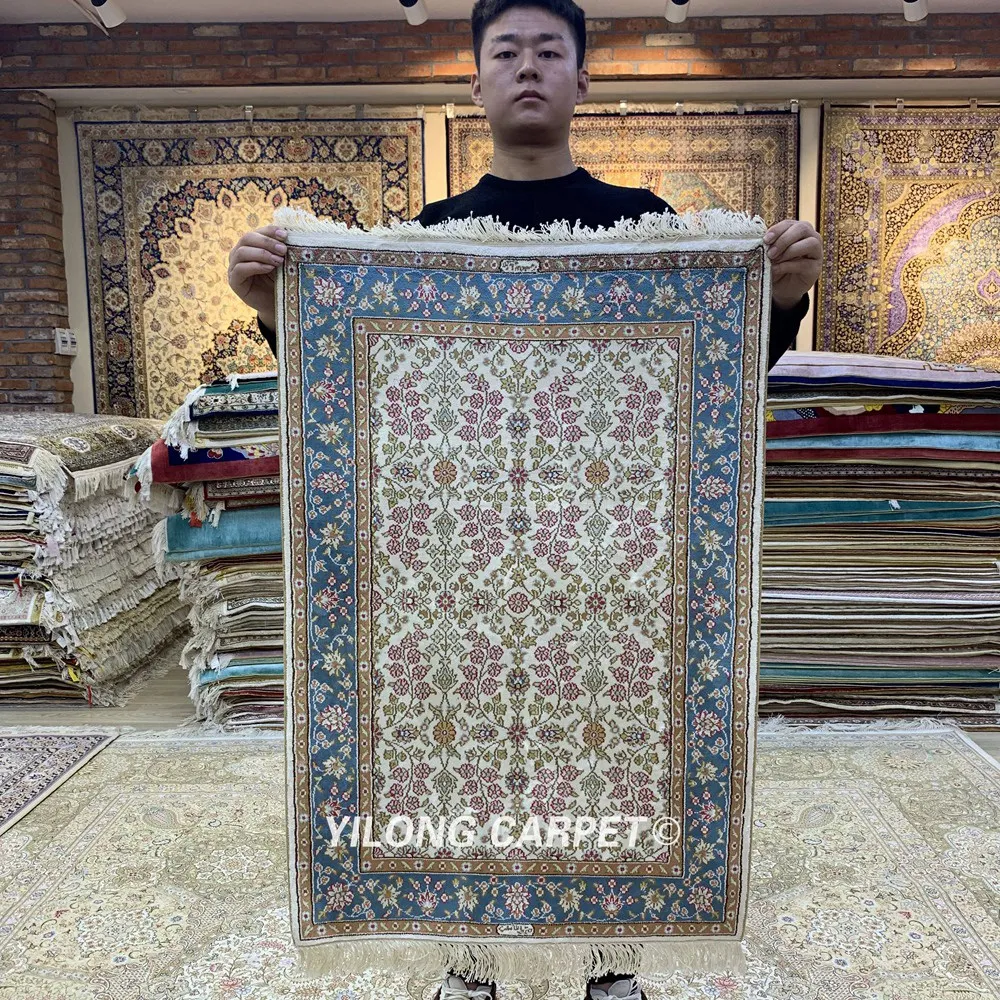 Yilong 2'x3' Тебриз шелковый ковер синий ручной работы изысканный персидский ковры (HF081B)