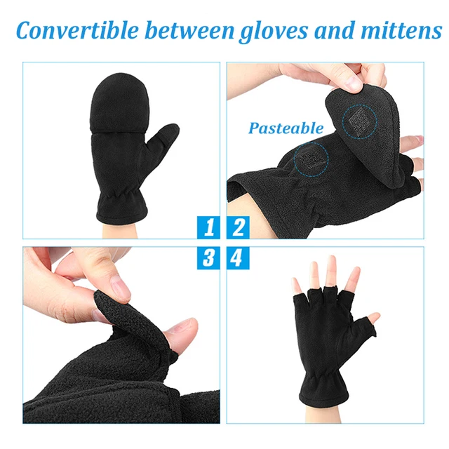 OZERO Winter Gloves Men's Fleece Gloves 3M Thinsulate Convertible