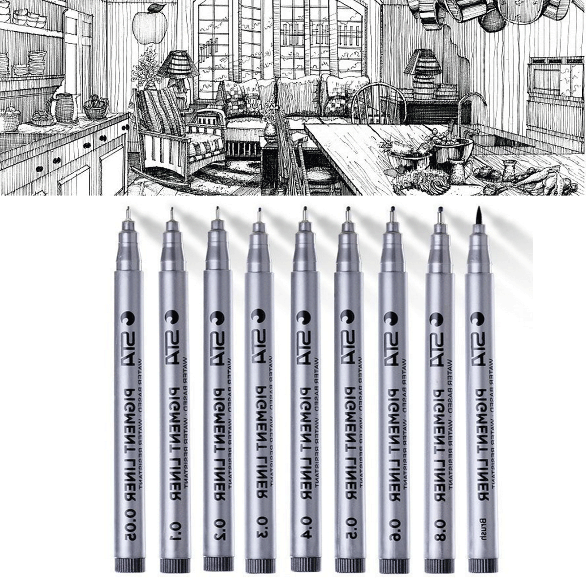 9 шт. Премиум мягкий Fineliner комиксов ручки кисти иглы Искусство Набор для рисования подписи водонепроницаемый lnk