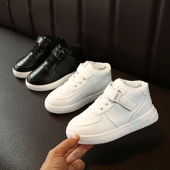 

Classic Solid White Kids Sports Shoes For Children Boys Girls High Cut Fashion Non-Slip Sneakers Baby Boys Girls Shoes Size 26-3