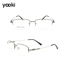 Оправа для очков из чистого титана, половинная оправа, модные мужские ультралегкие квадратные очки, винтажная оптическая оправа, качественная EJ024-509