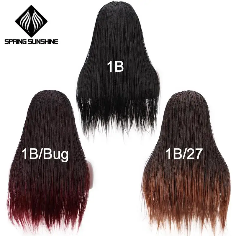 Весна Солнечный свет Синтетические прямые Сенегальские накрученные волосы оплетка парик кружева спереди парик крючком завивка, плетение волос темно-бордовый