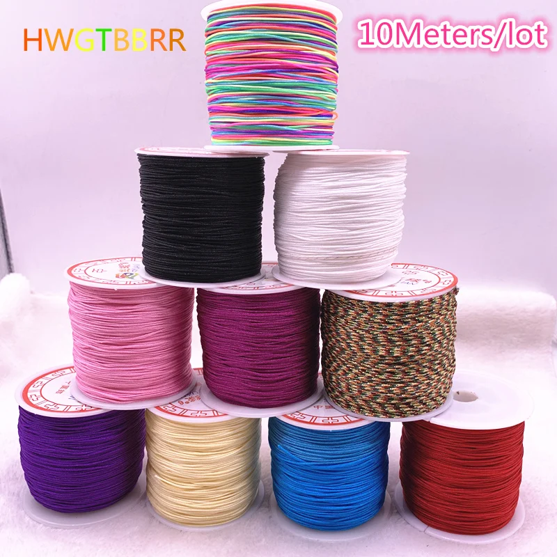 10 м/лот 0,8/1,0 мм многоцветный нейлоновый шнур нить китайский узел макраме шнур браслет плетеный шнур DIY кисточки вышивка бисером нить