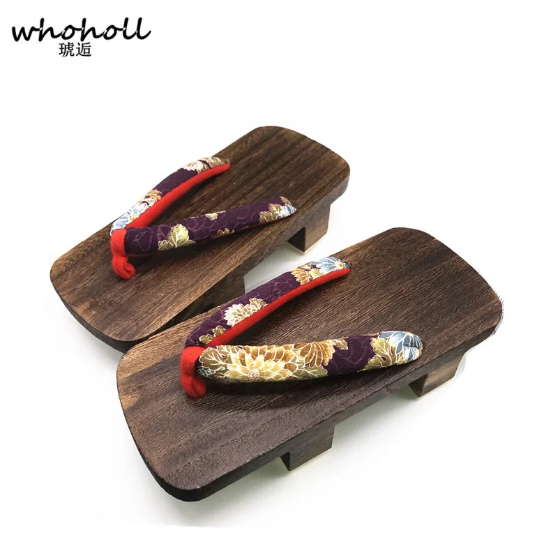 WHOHOLL Geta Man Women Sandals Wooden Cosplay Costumes Shoes Japanese Geta Clogs Shoes Flip-flops Two-teeth Platform Sandals women sandals cosplay shoes work clog shoes