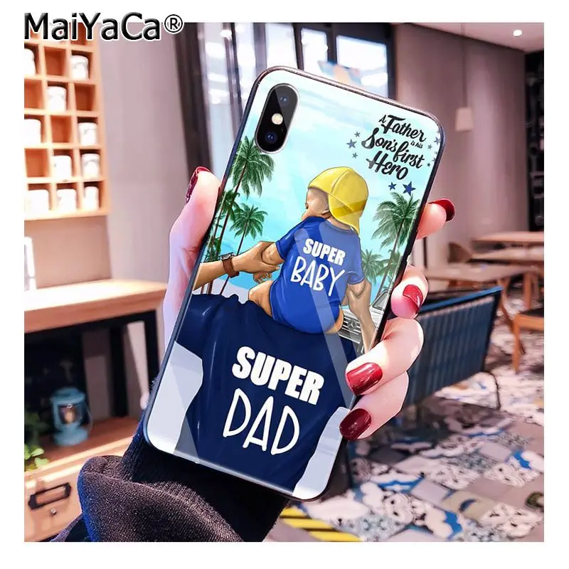 MaiYaCa черный коричневый волос для мамы, дочки, сына, папы, закаленное стекло, чехол для телефона iphone 11 Pro XR XS MAX 8X7 6S 6 Plus - Цвет: A3