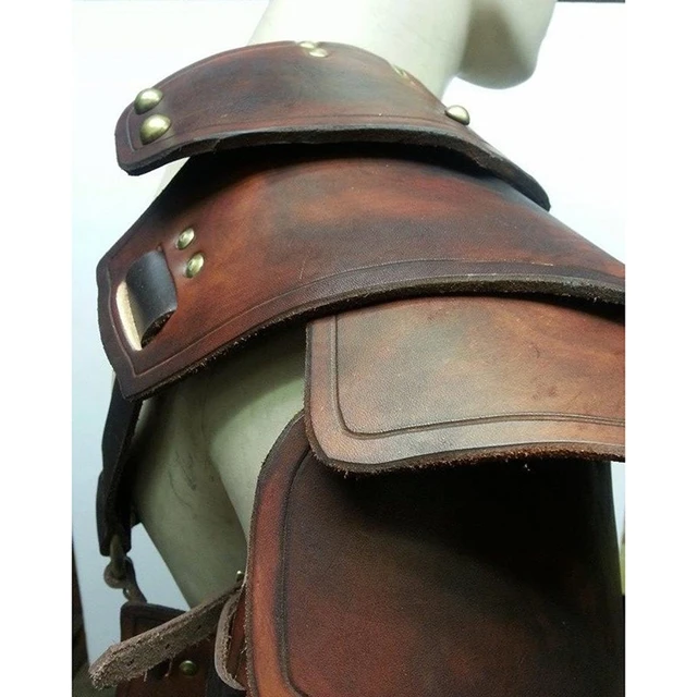 Medieval Retro Men Shoulder Armor Adjustable Faux Leather Guard