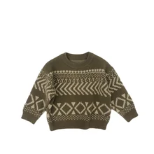 Suéter con diseño de Jacquard para niños, abrigo de manga larga para bebés, niños Y niñas, Jersey de algodón informal anudado de 1 a 6 años, nuevo, Otoño e Invierno