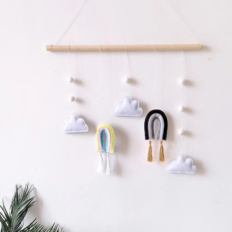 black and light yell Украшение для дома, деревянная палочка, радужная подвеска, Настенный декор E2S - Цвет: black and light yell