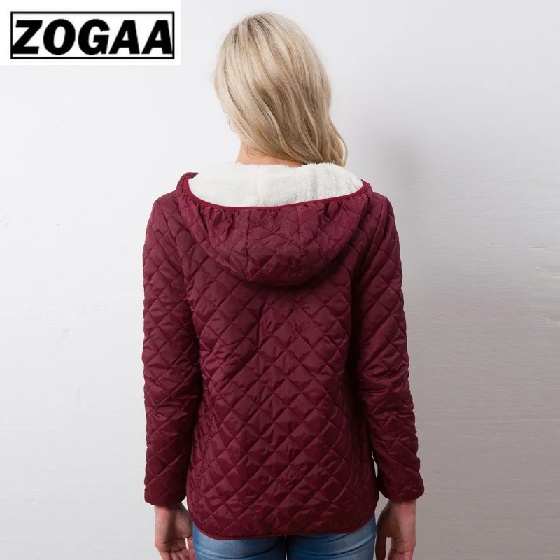 ZOGAA New Autumn Women Parkas Basic Jackets Female Winter Plus Velvet Lamb Hooded Coats Cotton Winter Jacket Womens Outwear Coat
