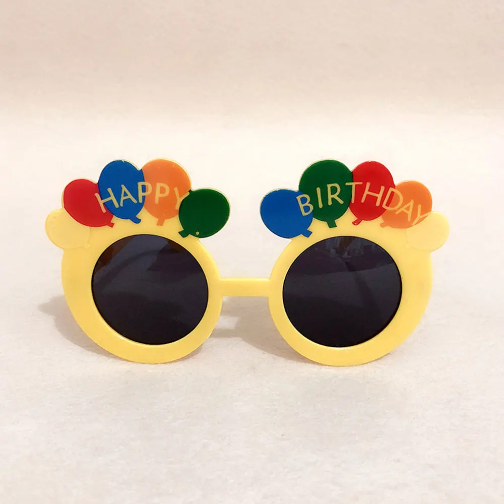 1 шт., счастливые очки на день рождения, забавные, новинка, очки, свеча, солнцезащитные очки, вечерние, вечерние, принадлежности, подарок на день рождения для детей - Цвет: Yellow Balloon