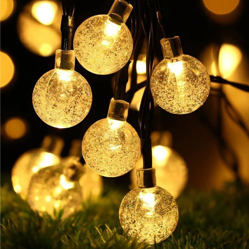 8 Modes Solar Light Crystal Ball 5M/7M/12M/ LED String Lights Fairy Lights Garlands For Christmas Party Outdoor Decoration solar fence post lights
