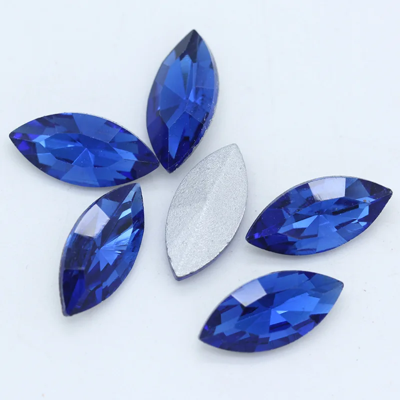 Glass Rhinestones All-size 24-color Horse Eye Crystal pointed back foiled fancy for shoes garment Headdress jewelry making