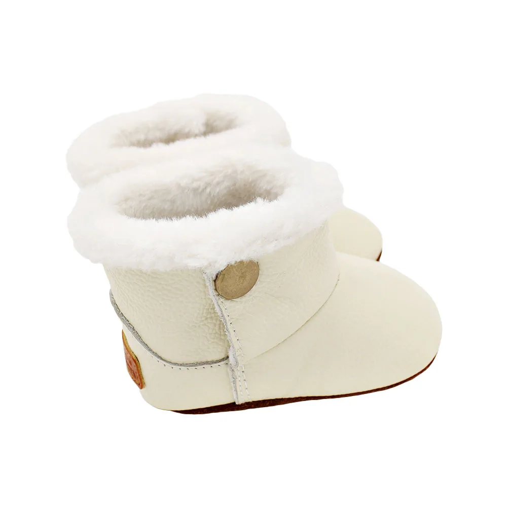 Зимние детские ботинки из натуральной кожи; мягкая плюшевая обувь для девочек; нескользящие детские мокасины для детей; зимние ботинки для девочек