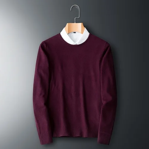 Bordeaux red Брендовая одежда модные Для мужчин держать теплые, зимние, вязаные свитера/мужской высокое качество slim fit кашемир с круглым вырезом трикотажные рубашки размер S-4XL - Цвет: Bordeaux red