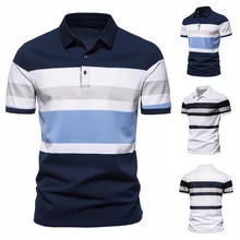 Polo de manga corta para hombre, camiseta informal de empalme a la moda, Polo de verano, novedad de 2021