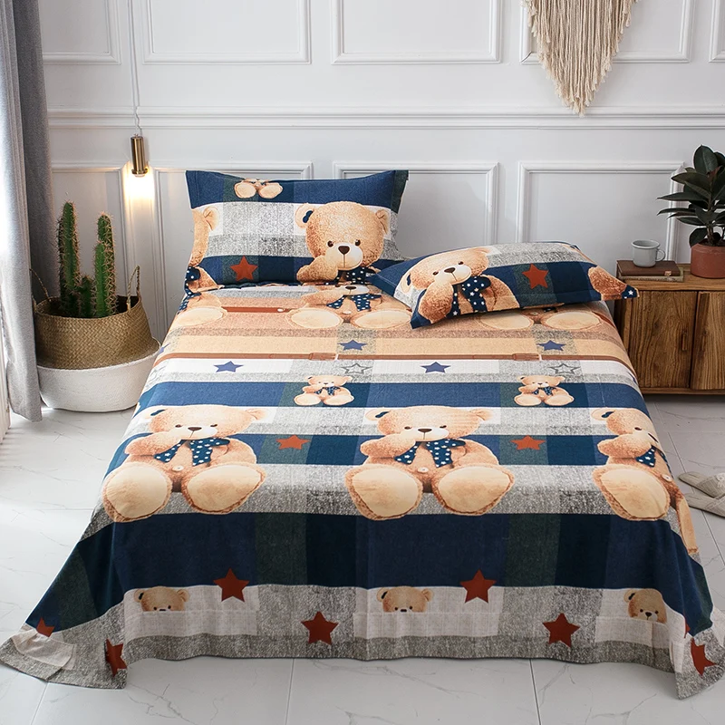 Lovely bear Высокое Качество Элегантность хлопок королева Размер простыни жаккард зима отель декоративный плоский лист Многоцветный - Цвет: Lovely bear