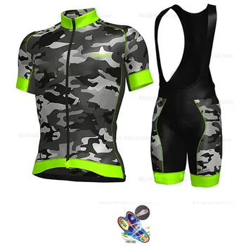 

Cycling Jersey 2020 Short Sleeve Cycling Clothing Camouflage Green Summer Breathable MTB Men Bike Bib Shorts Ropa Ciclismo