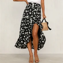 Модные женские юбки с высокой талией юбки средней длины с разрезом женские богемные Длинные Женская плиссированная юбка сексуальные Jupe белые черные Faldas