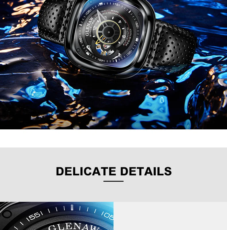 2021 new men's watch automatic machinery top brand luxury square large dial sports waterproof watch relegio masculi
