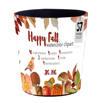 

25 X 20 X 27cm 10L Waterproof Leather Trash Bin Waste Container Garbage Can Dustbin Trash Bin Basket Garbage Bucket - Happy 57