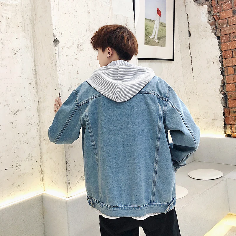Синяя джинсовая одежда мужская Осенняя новая молодежная куртка бренд большого размера