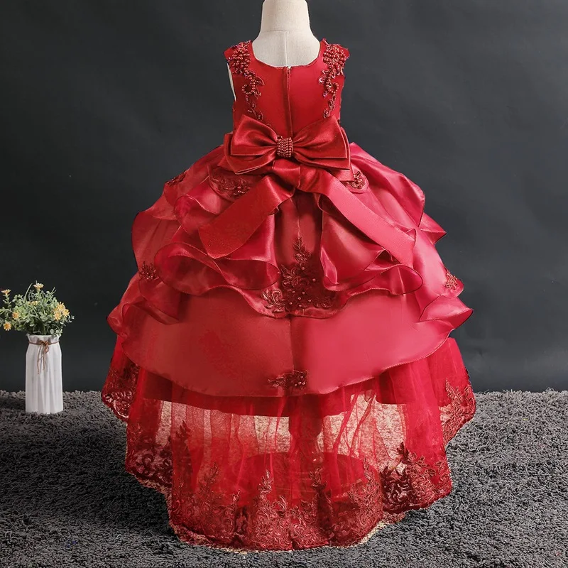 Baratos Vestido de princesa de palacio de Europa y América de alta calidad para niñas vestido de bebé para niños con encaje con cuentas